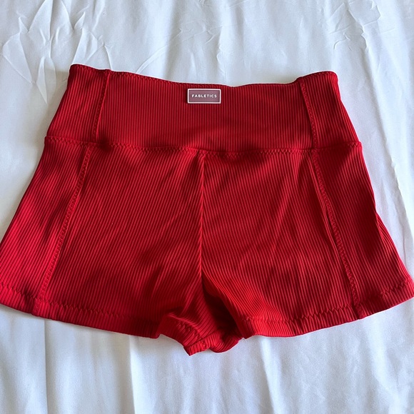 Fabletics Vibrant Red Ribbed Short - Picture 3 of 5